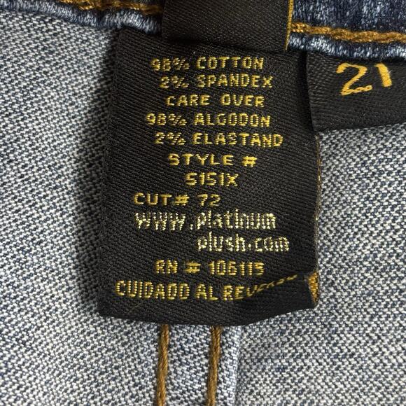 Platinum Plush Jeans Pants Women's 21 Blue Wide Straight Leg Cropped Embellished - Picture 6 of 16